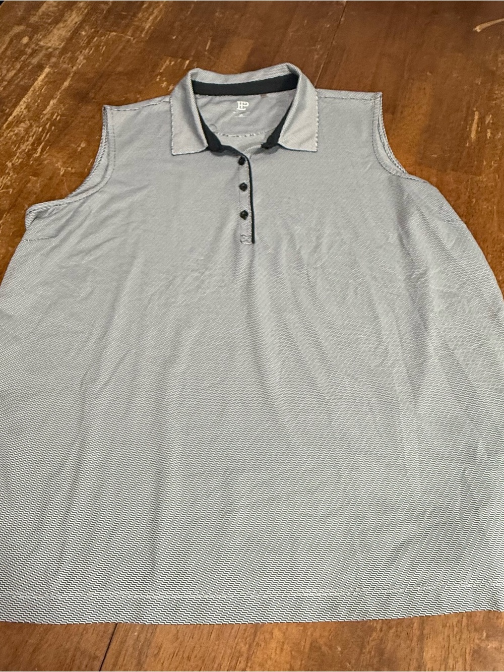 EP New York Women’s XL Sleeveless Golf Polo Top Black White Geometric Print